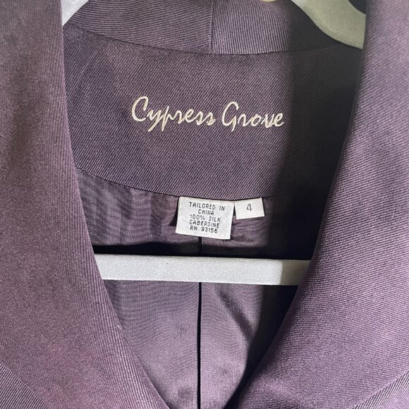 Women's Size 4 Cypress Grove Dark Purple 100% Silk Gabardine Button Down Jacket - Picture 3 of 4